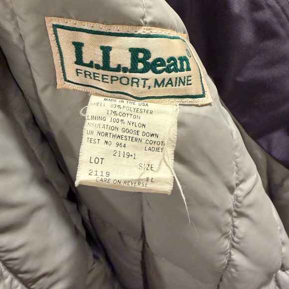 Vintage 80s L.L. Bean Goose Down Long Parka Purple Rare Freeport Maine tag XL - Picture 6 of 6